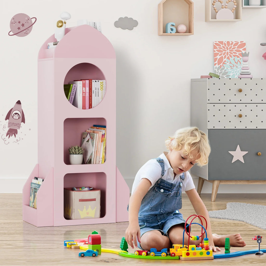 Pirecart Kids Bookshelf 3 - Tier Wooden Kids Bookcase with Toy Storage for Bedroom, Playroom, Nursery, Blue