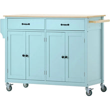 Load image into Gallery viewer, Kitchen Storage Islands&amp;Carts with Solid Wood Top and Locking Wheels, Kitchen Island Cart with 4 Door Cabinet and Two Drawers, Kitchen Cabinets for Kitchen and Dining Room, Green