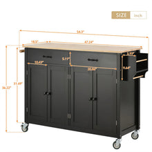 Load image into Gallery viewer, Kitchen Storage Islands&amp;Carts with Solid Wood Top and Locking Wheels, Kitchen Island Cart with 4 Door Cabinet and Two Drawers, Kitchen Cabinets for Kitchen and Dining Room, Green