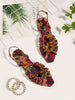 Women's Flat Sandals With Multi-Color Woven Upper, Random Woven And Twisted Texture, Random Multi-Color Material And Pattern