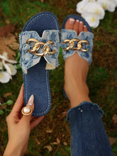 Load image into Gallery viewer, 2026 New Women's Comfortable Flat Sandals, Versatile For Outdoor, Indoor, Office, Vacation, Beach, Featuring Metal Chain Decor, Fashionable And Casual, Suitable For Spring/Summer
