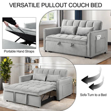 Load image into Gallery viewer, Convertible Sofa Bed, 3 - in - 1 Sleeper Sofa with Pull Out Bed, Sleeper Futon Couch Loveseat with Adjsutable Backrest and Pillows for Living Room, Black