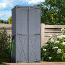 Load image into Gallery viewer, AECOJOY Outdoor Wooden Storage Cabinet Weatherproof, Garden Vertical Storage Shed with 3 Adjustable Shelves
