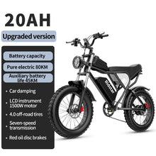 Load image into Gallery viewer, 1500W MTB Electric Bicycle 48V 20ah Removable Battery E - Bike，electric Bike for Adults 20" Fat Tire Electric Motorcycle, Shimano 7 Speed Full Suspension Mountain Bike UL2849