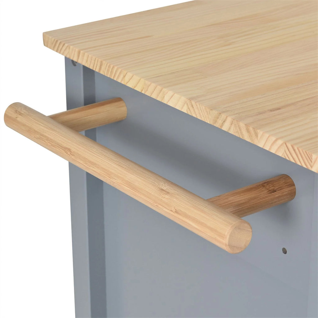 Kitchen Storage Islands&Carts with Solid Wood Top and Locking Wheels, Kitchen Island Cart with 4 Door Cabinet and Two Drawers, Kitchen Cabinets for Kitchen and Dining Room, Green