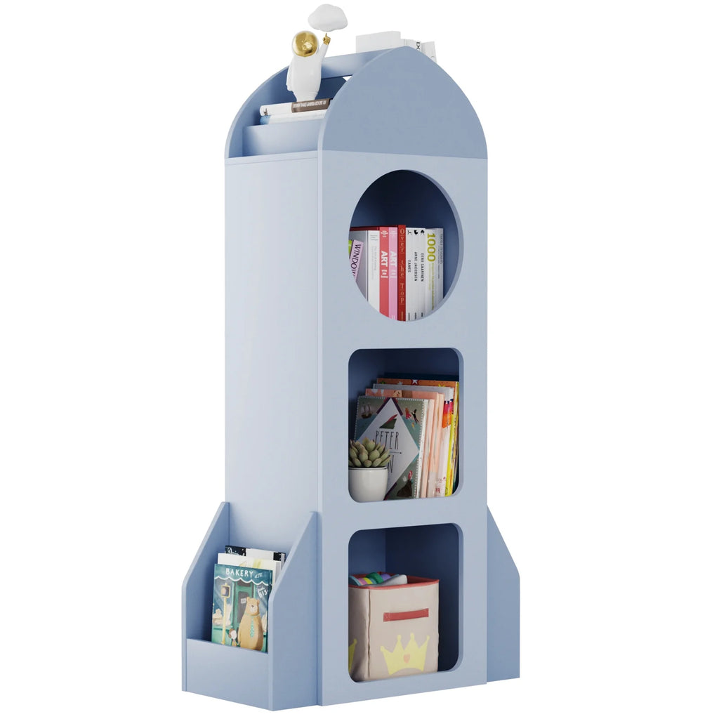 Pirecart Kids Bookshelf 3 - Tier Wooden Kids Bookcase with Toy Storage for Bedroom, Playroom, Nursery, Blue