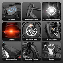 Load image into Gallery viewer, 1500W MTB Electric Bicycle 48V 20ah Removable Battery E - Bike，electric Bike for Adults 20" Fat Tire Electric Motorcycle, Shimano 7 Speed Full Suspension Mountain Bike UL2849