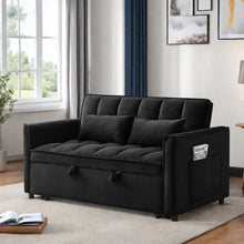 Load image into Gallery viewer, Convertible Sofa Bed, 3 - in - 1 Sleeper Sofa with Pull Out Bed, Sleeper Futon Couch Loveseat with Adjsutable Backrest and Pillows for Living Room, Black