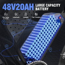 Load image into Gallery viewer, 1500W MTB Electric Bicycle 48V 20ah Removable Battery E - Bike，electric Bike for Adults 20" Fat Tire Electric Motorcycle, Shimano 7 Speed Full Suspension Mountain Bike UL2849