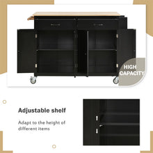 Load image into Gallery viewer, Kitchen Storage Islands&amp;Carts with Solid Wood Top and Locking Wheels, Kitchen Island Cart with 4 Door Cabinet and Two Drawers, Kitchen Cabinets for Kitchen and Dining Room, Green