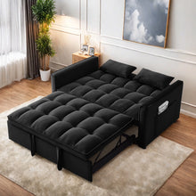 Load image into Gallery viewer, Convertible Sofa Bed, 3 - in - 1 Sleeper Sofa with Pull Out Bed, Sleeper Futon Couch Loveseat with Adjsutable Backrest and Pillows for Living Room, Black