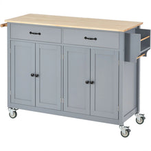 Load image into Gallery viewer, Kitchen Storage Islands&amp;Carts with Solid Wood Top and Locking Wheels, Kitchen Island Cart with 4 Door Cabinet and Two Drawers, Kitchen Cabinets for Kitchen and Dining Room, Green