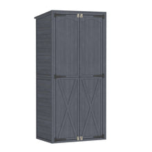Load image into Gallery viewer, AECOJOY Outdoor Wooden Storage Cabinet Weatherproof, Garden Vertical Storage Shed with 3 Adjustable Shelves