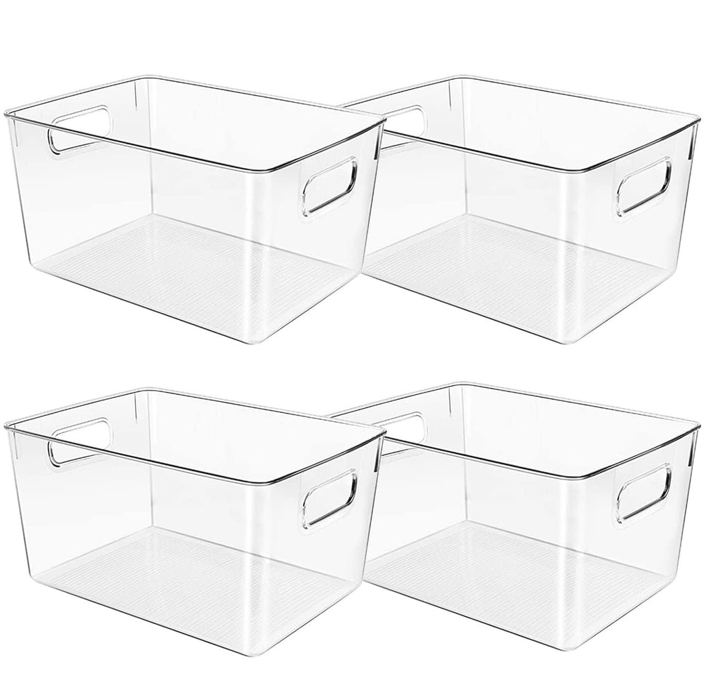Control Kitchen Clear Plastic Storage Bins, Perfect for Kitchen Organization or Pantry Organization and Storage, Fridge Organizer, Clear Storage Containers for