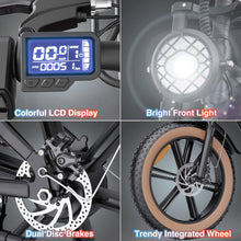Load image into Gallery viewer, 1500W MTB Electric Bicycle 48V 20ah Removable Battery E - Bike，electric Bike for Adults 20" Fat Tire Electric Motorcycle, Shimano 7 Speed Full Suspension Mountain Bike UL2849