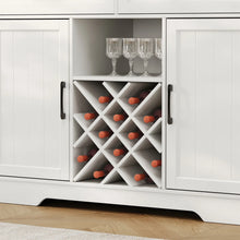 Load image into Gallery viewer, LAFGUR 72" Kitchen Storage Cabinet with Power Outlet &amp; LED Light, Coffee Bar Cabinet with Drawers &amp; Wine Glass Rack, Sideboard for Home, White