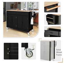 Load image into Gallery viewer, Kitchen Storage Islands&amp;Carts with Solid Wood Top and Locking Wheels, Kitchen Island Cart with 4 Door Cabinet and Two Drawers, Kitchen Cabinets for Kitchen and Dining Room, Green