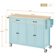 Load image into Gallery viewer, Kitchen Storage Islands&amp;Carts with Solid Wood Top and Locking Wheels, Kitchen Island Cart with 4 Door Cabinet and Two Drawers, Kitchen Cabinets for Kitchen and Dining Room, Green