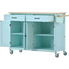 Kitchen Storage Islands&Carts with Solid Wood Top and Locking Wheels, Kitchen Island Cart with 4 Door Cabinet and Two Drawers, Kitchen Cabinets for Kitchen and Dining Room, Green