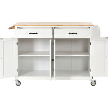 Load image into Gallery viewer, Kitchen Storage Islands&amp;Carts with Solid Wood Top and Locking Wheels, Kitchen Island Cart with 4 Door Cabinet and Two Drawers, Kitchen Cabinets for Kitchen and Dining Room, Green
