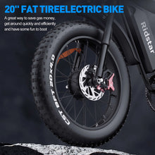 Load image into Gallery viewer, 1500W MTB Electric Bicycle 48V 20ah Removable Battery E - Bike，electric Bike for Adults 20" Fat Tire Electric Motorcycle, Shimano 7 Speed Full Suspension Mountain Bike UL2849