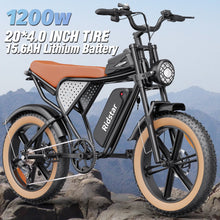 Load image into Gallery viewer, 1500W MTB Electric Bicycle 48V 20ah Removable Battery E - Bike，electric Bike for Adults 20" Fat Tire Electric Motorcycle, Shimano 7 Speed Full Suspension Mountain Bike UL2849