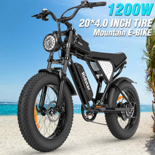 Load image into Gallery viewer, 1500W MTB Electric Bicycle 48V 20ah Removable Battery E - Bike，electric Bike for Adults 20" Fat Tire Electric Motorcycle, Shimano 7 Speed Full Suspension Mountain Bike UL2849