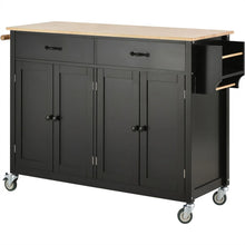 Load image into Gallery viewer, Kitchen Storage Islands&amp;Carts with Solid Wood Top and Locking Wheels, Kitchen Island Cart with 4 Door Cabinet and Two Drawers, Kitchen Cabinets for Kitchen and Dining Room, Green