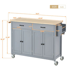 Load image into Gallery viewer, Kitchen Storage Islands&amp;Carts with Solid Wood Top and Locking Wheels, Kitchen Island Cart with 4 Door Cabinet and Two Drawers, Kitchen Cabinets for Kitchen and Dining Room, Green
