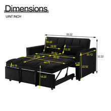 Load image into Gallery viewer, Convertible Sofa Bed, 3 - in - 1 Sleeper Sofa with Pull Out Bed, Sleeper Futon Couch Loveseat with Adjsutable Backrest and Pillows for Living Room, Black