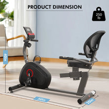 Load image into Gallery viewer, Maxkare Recumbent Exercise Bike for Home Stationary Bike Sturdy Quiet 8 Levels Recumbent Bikes Large Comfortable Seat Heart Rate Handle &amp; Ipad Holder for Gym Seniors Adults
