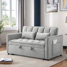 Load image into Gallery viewer, Convertible Sofa Bed, 3 - in - 1 Sleeper Sofa with Pull Out Bed, Sleeper Futon Couch Loveseat with Adjsutable Backrest and Pillows for Living Room, Black