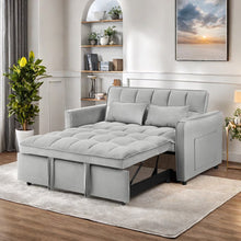 Load image into Gallery viewer, Convertible Sofa Bed, 3 - in - 1 Sleeper Sofa with Pull Out Bed, Sleeper Futon Couch Loveseat with Adjsutable Backrest and Pillows for Living Room, Black
