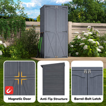 Load image into Gallery viewer, AECOJOY Outdoor Wooden Storage Cabinet Weatherproof, Garden Vertical Storage Shed with 3 Adjustable Shelves