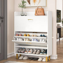 Load image into Gallery viewer, BYBLIGHT 41.73 in. H White 24-Pairs Shoe Storage Cabinet, Freestanding Shoe Cabinet for Entryway