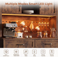Load image into Gallery viewer, LAFGUR 72" Kitchen Storage Cabinet with Power Outlet &amp; LED Light, Coffee Bar Cabinet with Drawers &amp; Wine Glass Rack, Sideboard for Home, White