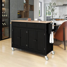 Load image into Gallery viewer, Kitchen Storage Islands&amp;Carts with Solid Wood Top and Locking Wheels, Kitchen Island Cart with 4 Door Cabinet and Two Drawers, Kitchen Cabinets for Kitchen and Dining Room, Green