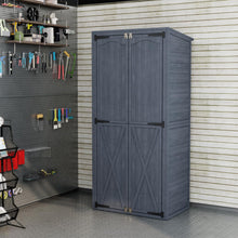 Load image into Gallery viewer, AECOJOY Outdoor Wooden Storage Cabinet Weatherproof, Garden Vertical Storage Shed with 3 Adjustable Shelves
